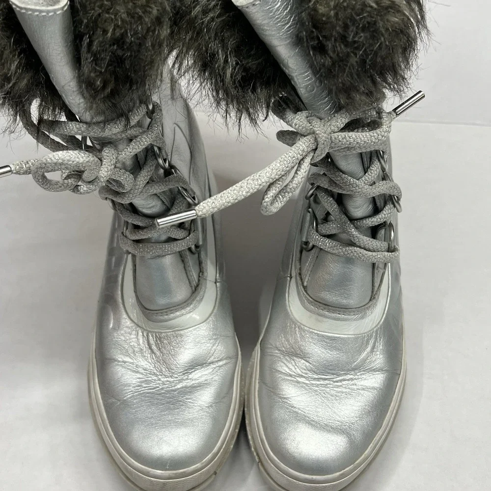 SOREL -‎ Joan of Arctic Faux Fur Snow Boot Silver Womens 7 Teen Girl Waterproof